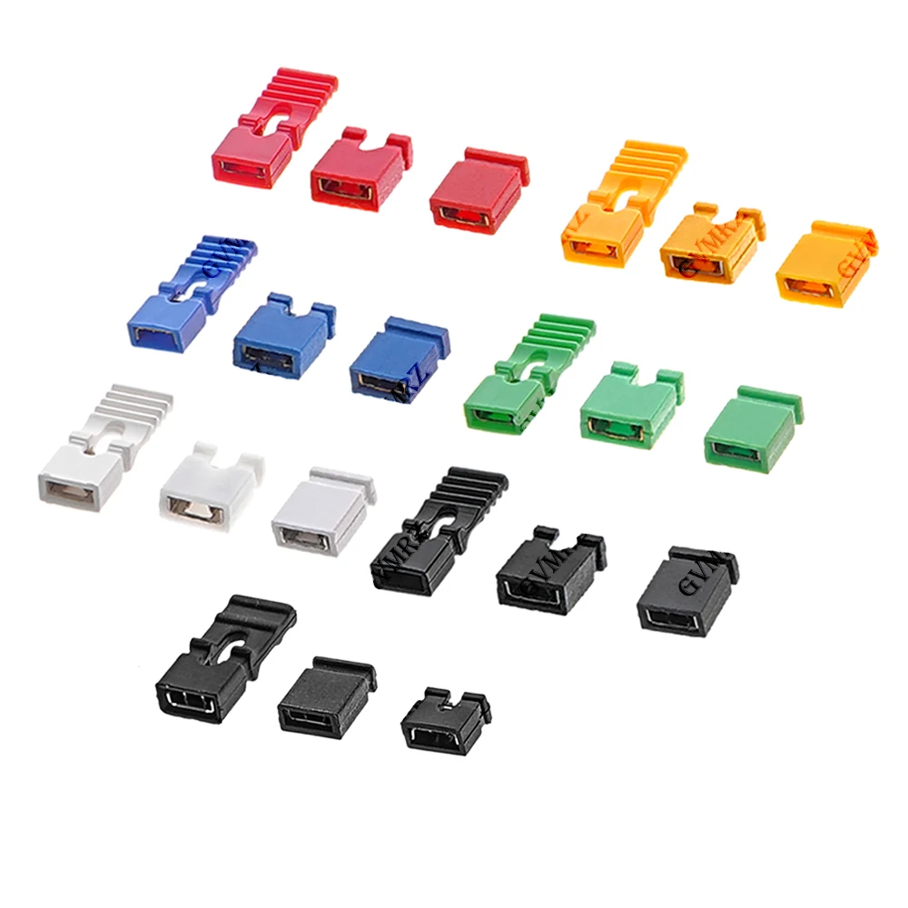 100PCS/lot 2.54mm Jumper Cap Short Circuit Block Connector Hat Closed Open Long Handle for Pin Header Male Female PCB 2.54mm