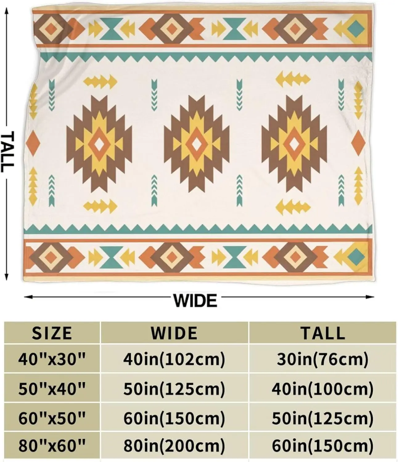 Geometric Southwestern Aztec Throw Blanket for Home Decor Boho Cozy Couch Decor Accent Fall Spring Seasonal Living Room Throw