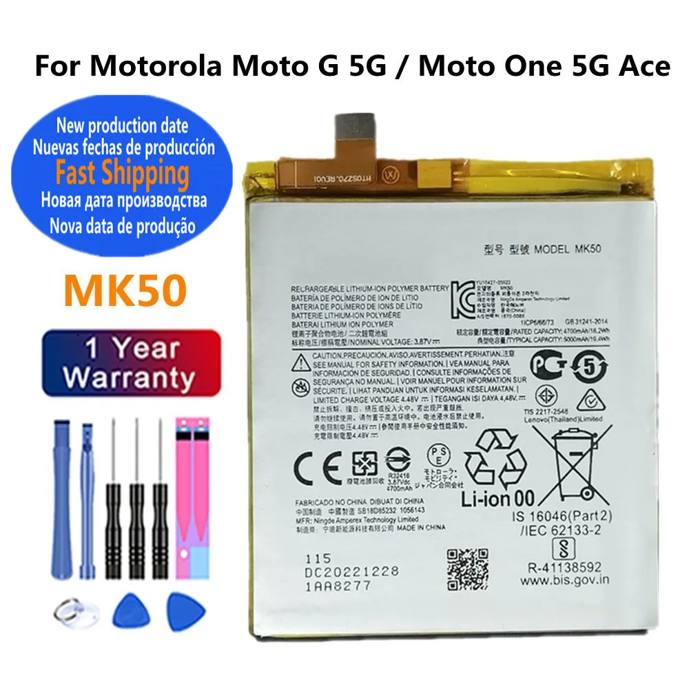 New MK50 Battery For Motorola Moto G 5G /Moto One 5G Ace XT2113 5000mAh Mobile Phone Replacement Battery Batteries