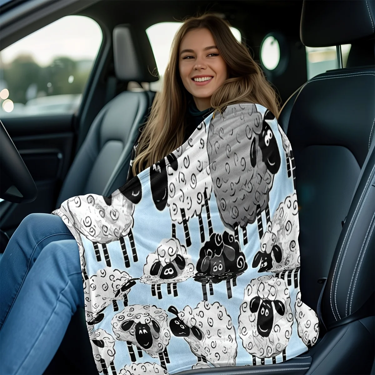 بطانية رمي الأغنام الكرتونية المريحة - ناعمة وخفيفة الوزن وصديقة للبشرة للأريكة والسرير والسفر والتخييم - هدية مثالية للعائلة #5