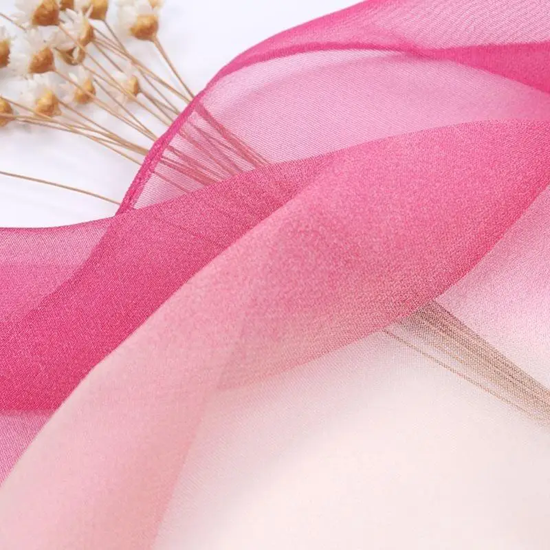 Farbverlauf Simulation Seidenschal Damen Chiffon Hijab Schals Lange Gaze Leichter Halstuch Georgette Schal Hijab – Detail 2