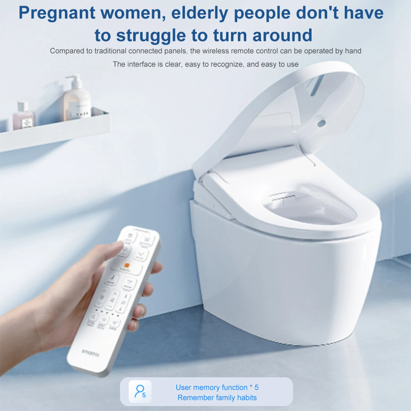 Smartmi – siège de toilette chauffant intelligent, avec télécommande, sécheur d'air chaud, eau, vent, température réglable, housse de siège de toilette