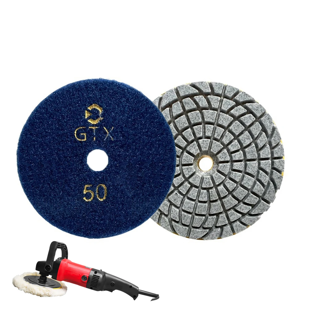 2 Pcs 100mm/4inch Diamond Polishing Pad 50-500 Grit Grinding Discs Polish Pad for Marble Granite Concrete Countertop Stone