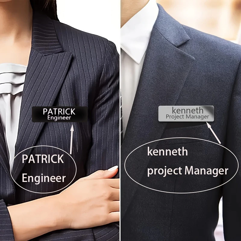 

Personalized Badge Customized Stainless Steel Professional Business Engraving ID Badge With Metal Pins Personalized Employee Tag