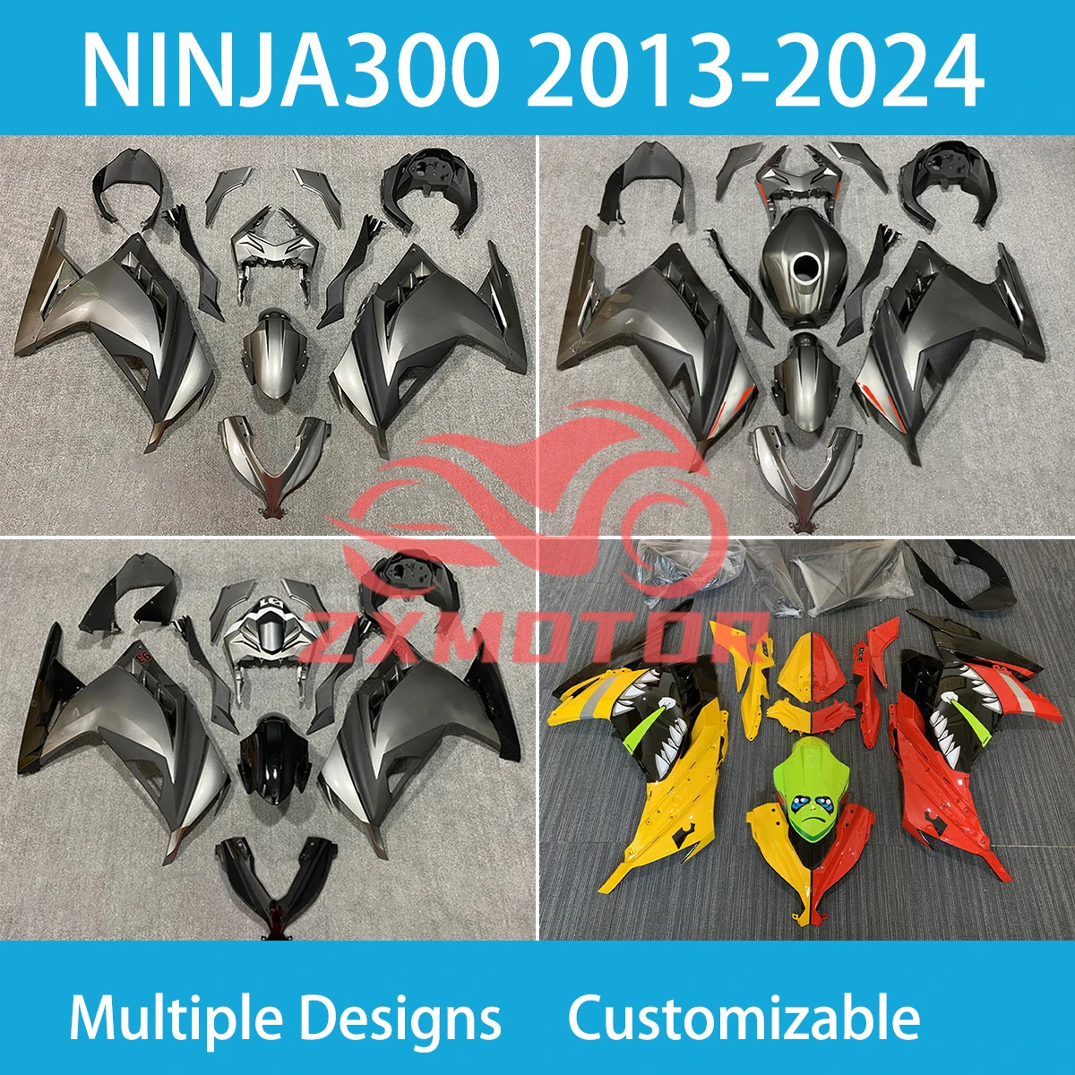 For KAWASAKI EX300R 2013 2014 2015-2024 Motorcycle Bodywork Fairings NINJA 300 13-21 22 23 24 ABS Aftermarket Fairing Kit