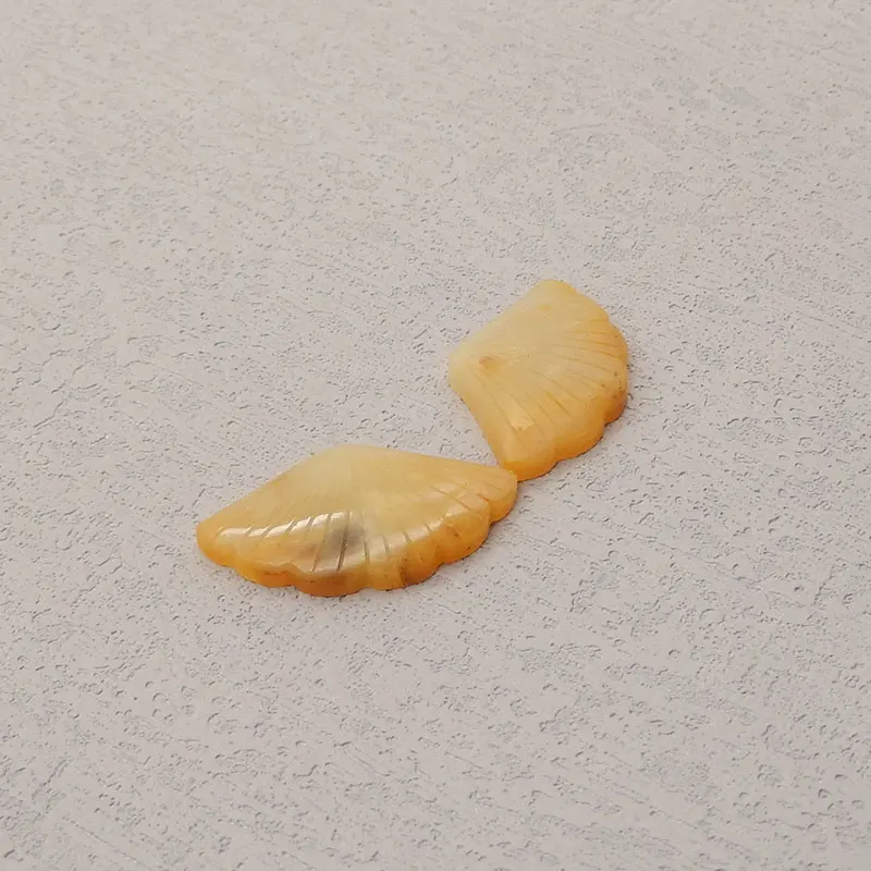 Natural Yellow Jade Carved Fan Shape Earring Beads for Women, Gemstone Earring Beads for Jewelry Making
