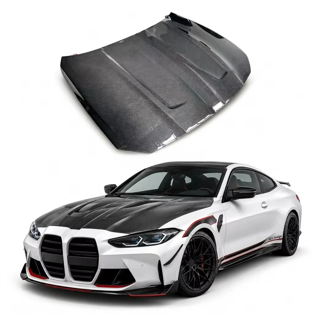 For BMW M3 G80 M4 G82  CSL Style Dry Carbon Fiber Engine Hood Cover Front Bonnet