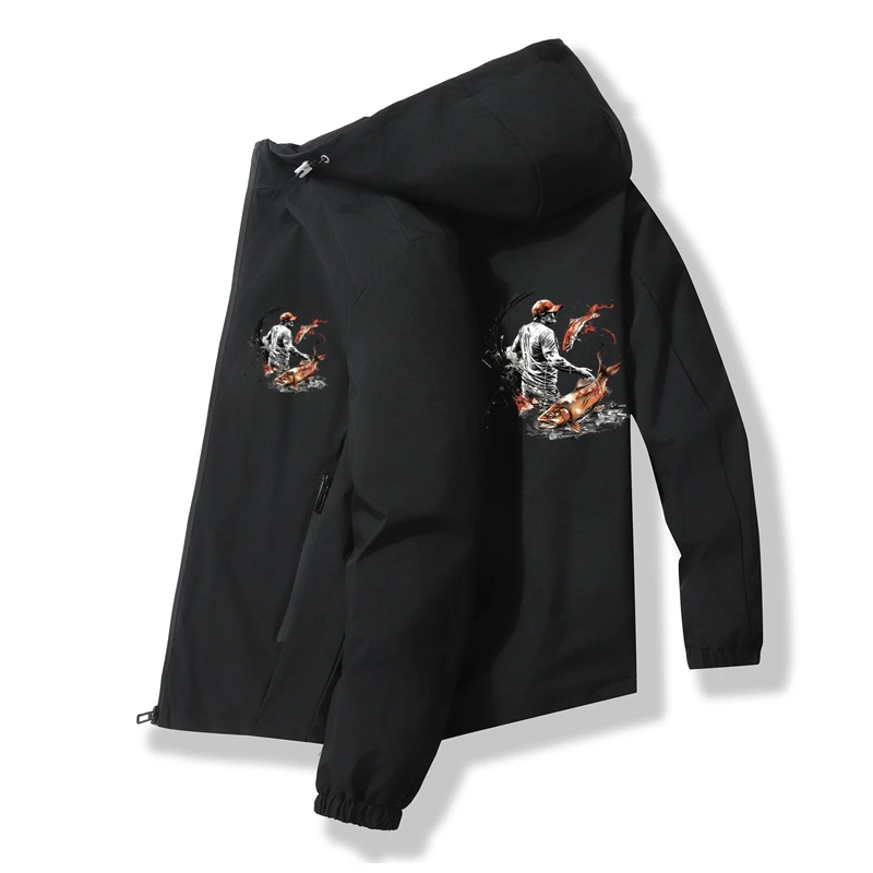 速乾性通気性フィッシングジャケット-メンズアウトドア日焼け防止フード付きフィッシングウェア