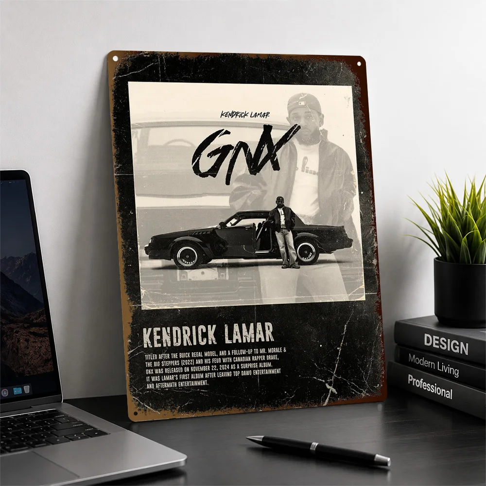 Kendrick Lamar GNX Textured Poster Customized Metal Tin Sign Vivid Urban Rhythm Wall Art Enhances Home Offices And Music Rooms