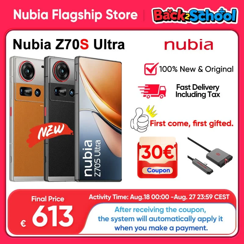2025 Anteprima mondiale nubia Z70S Ultra 5G Smartphone Nuovo Snapdragon 8 Elite Batteria 6600mAh Display AMOLED da 6,85'' 144Hz NFC Versione Globale Telefono Moile