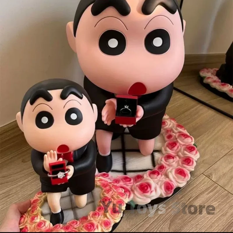 Crayon Shin-Chan Harano 1:1 Shinnosuke Kneeling Pose Proposal Scene Model Anime Peripherals Figure Ornament Valentine'S Day Gift