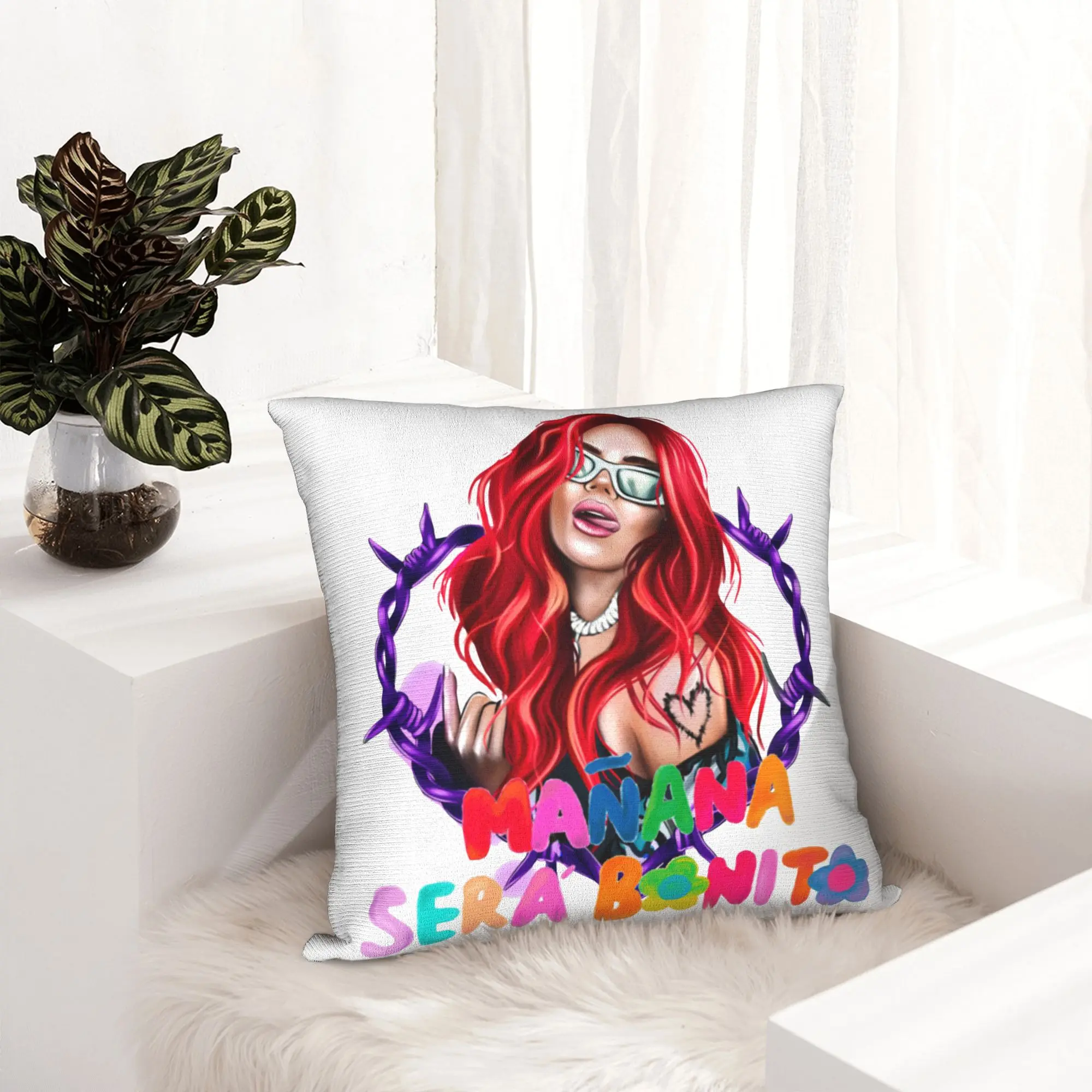 Manana Sera Bonito Karol G Pillowcase Printed Polyester Cushion Cover Decoration Music Pillow Case Cover Home Zippered 18''
