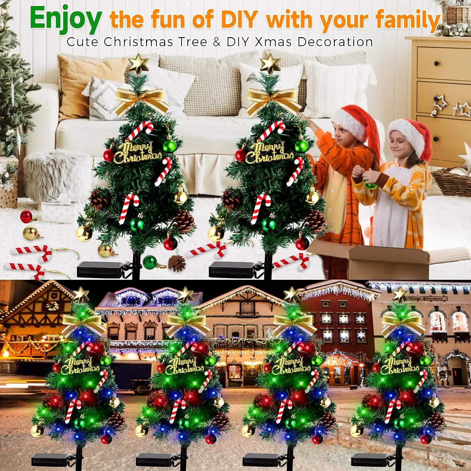 Solar Christmas Tree Outdoor waterproof Christmas decoration tree light Solar pile light Christmas tree garden decoration