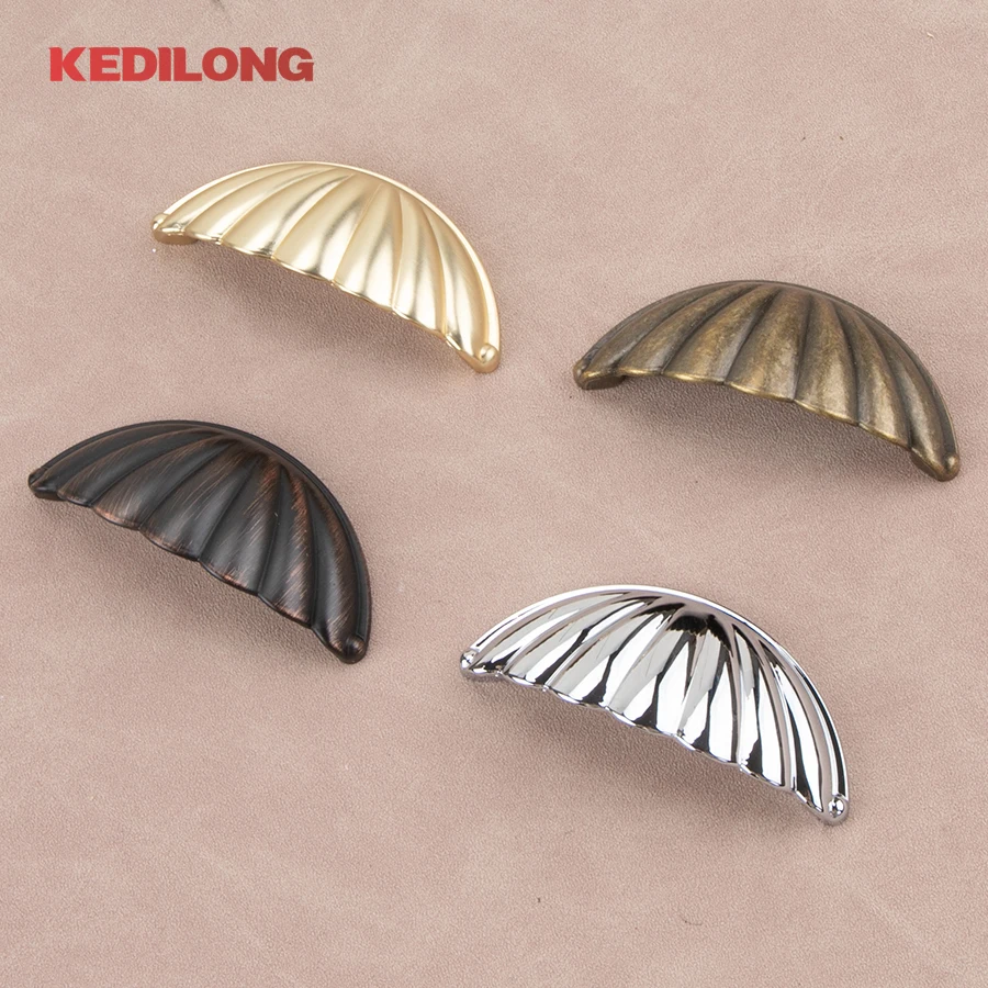 KEDLO Furniture Hardware Fashion Semicircular Shell Bronze Handle Drawer Wardrobe Gold Handle Cabinet Handle