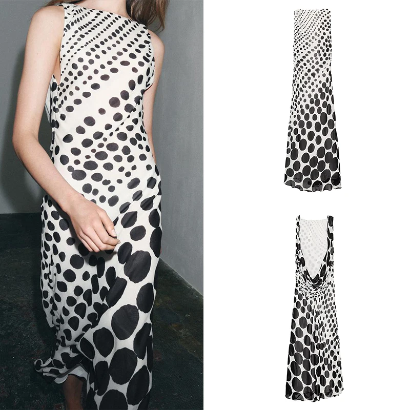 ملابس نسائية صيفية 2025 غير رسمية طويلة الأكمام Dr Polka Dot Faion Ele ماركة Z ألياف البوليستر 00% #1