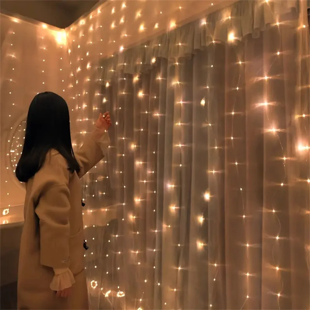 

Уличный декор: светодиодная гирлянда-штора на батарейках для Рамадана, Ид Мубарак, свадьбы, Дня святого Валентина, украшение для дома, 2026