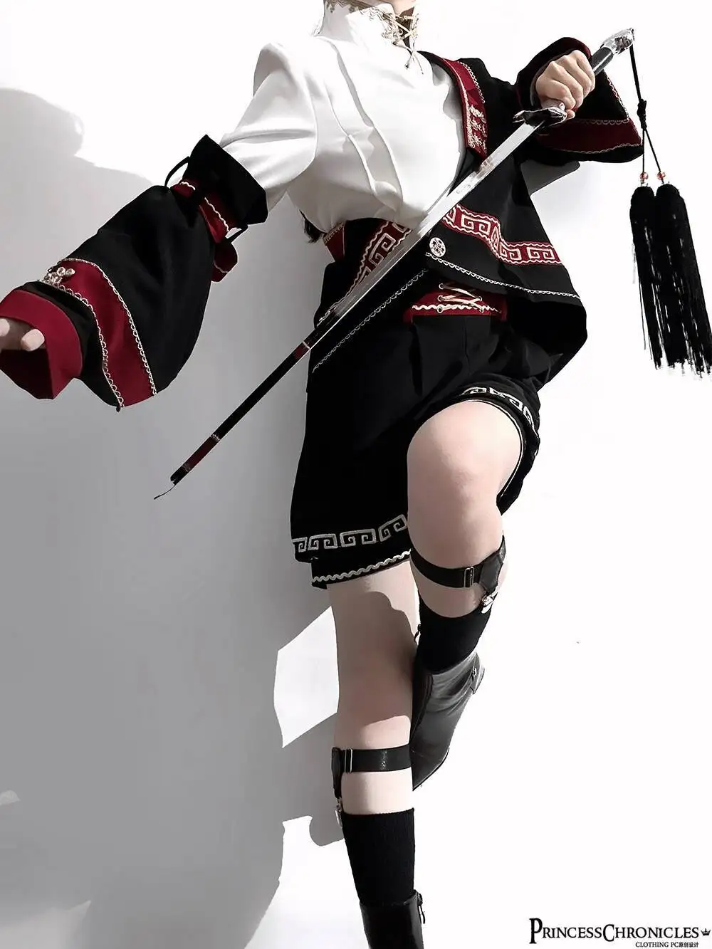 

New Retro Stand-up Collar Shirt Han Elements Chinese Style Coat Guofeng Shorts Fiesta Carnival Halloween Cos Cosplay