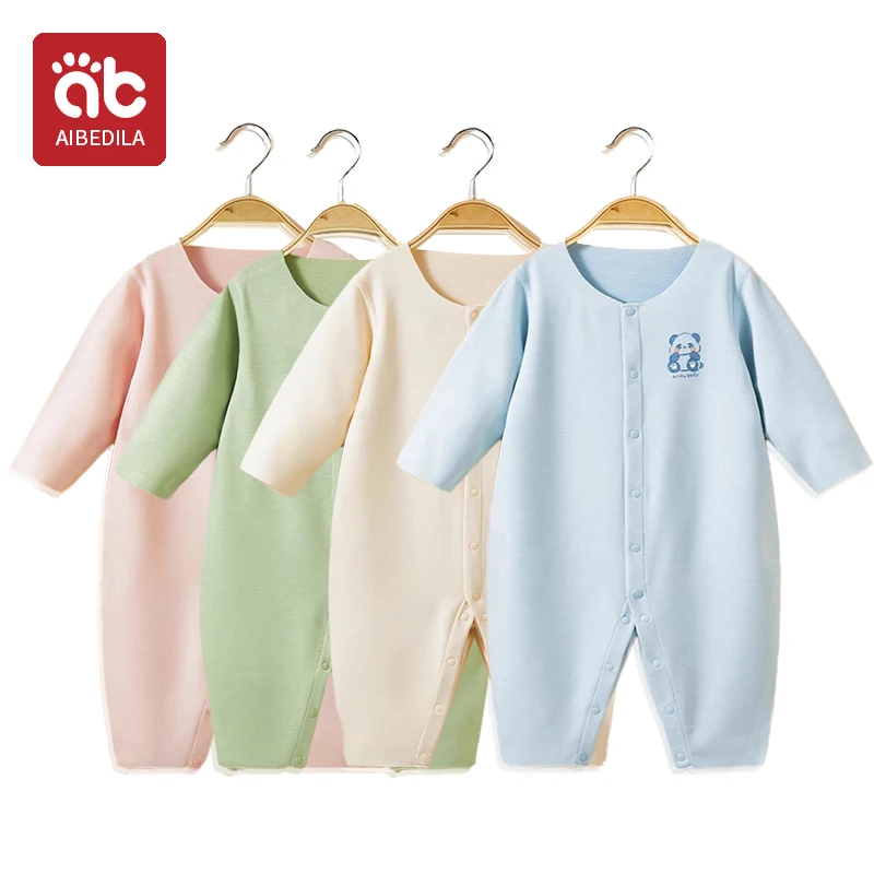 AIBEDILA Baby Jumpsuit Cotton Long-sleeved Folio Climbing Clothing Boys Girls Pajamas Baby Romper Kids Loose Jumpsuits