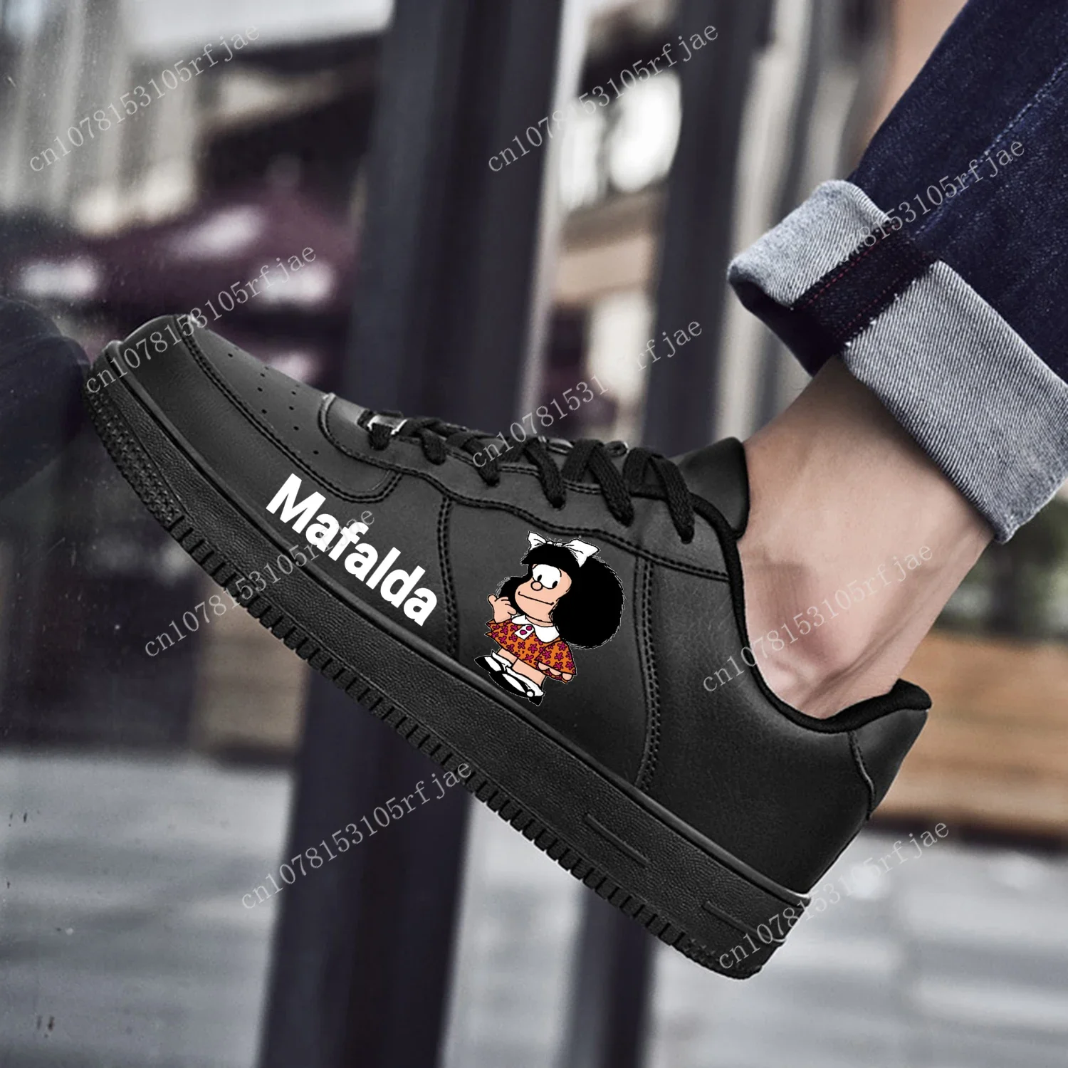 Mafalda AF de dibujos animados para hombre y mujer, zapatillas deportivas de alta calidad, planas, con cordones, de malla, personalizadas