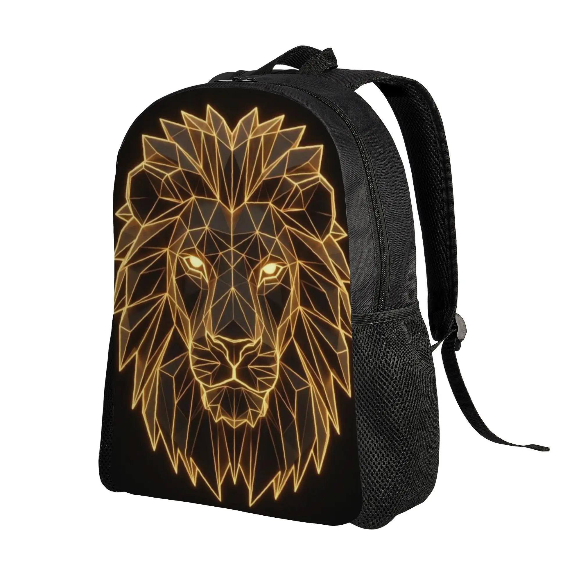Back to school season Multi-Function Geometric Golden Lion Head Laptop Bag  Female Backpack