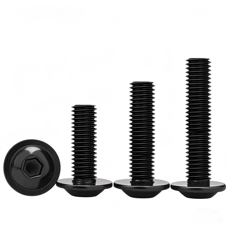 

M2 M2.5 M3 M4 M5 Black 304 Stainless Steel Hexagon Socket Button Head Screws - With Washer Pad & Collar Design