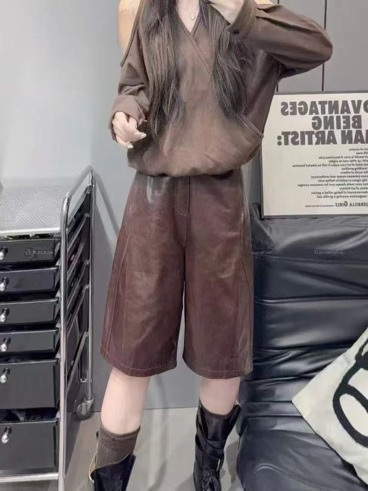 

Новая женская кожаная юбка 2025 года: повседневная, свободная, стройнящая, универсальная, из овчины, в корейском стиле, для работы и отдыха, стандартный крой