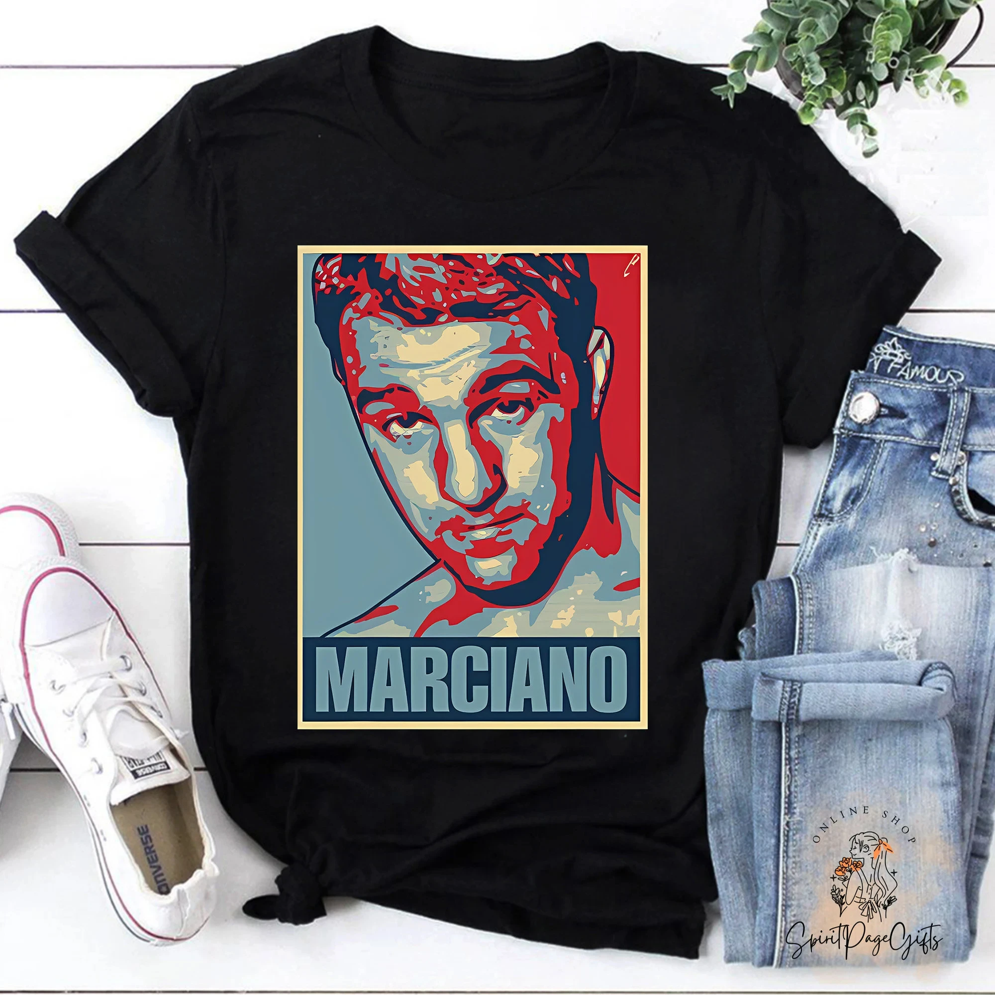 ¿Le gusta a usted esta camiseta de Rocky Marciano? Camiseta de Rocky Marciano, camiseta de boxeo, camiseta de boxeador con estampado informal