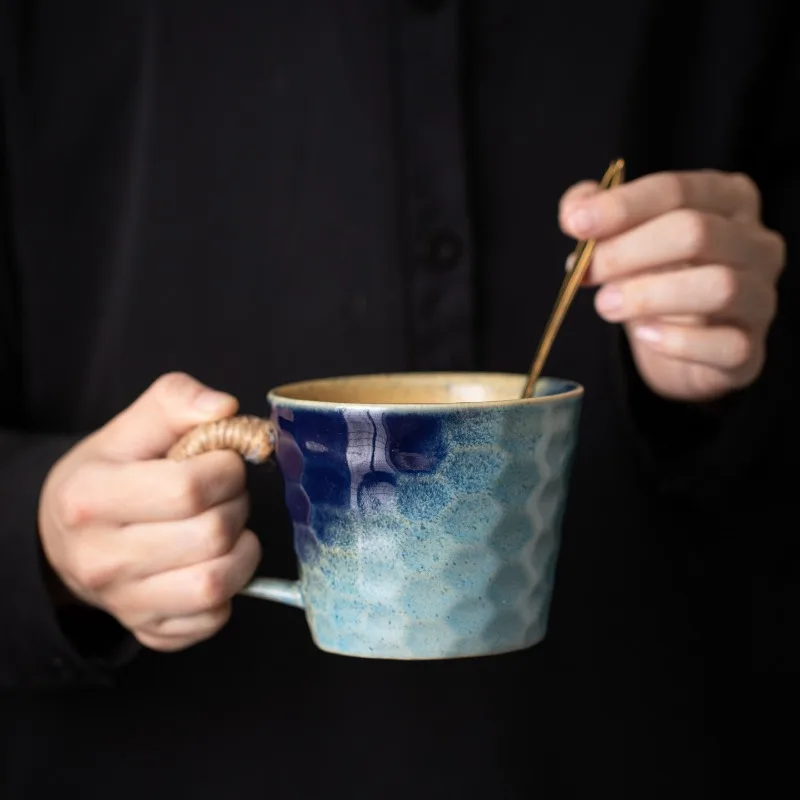 Kiln changed ceramic coffee cup home silent wind cup household water cup light luxury high end coarse pottery mug