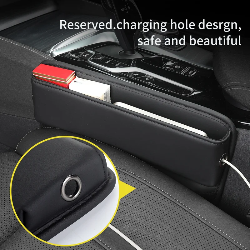 Universal Car Seat Gap Organizer PU Leather Auto Console Side Pocket Seat Crevice Storage Box Interior Accessory