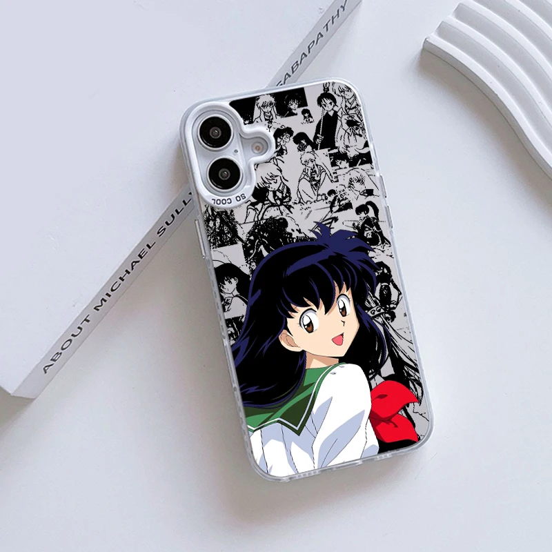 Inuyasha Anime Cartoon For Apple iPhone 16 15 14 13 12 11 XR XS X Pro Max Plus Colorful Silver Phone Case Soft Cover Back