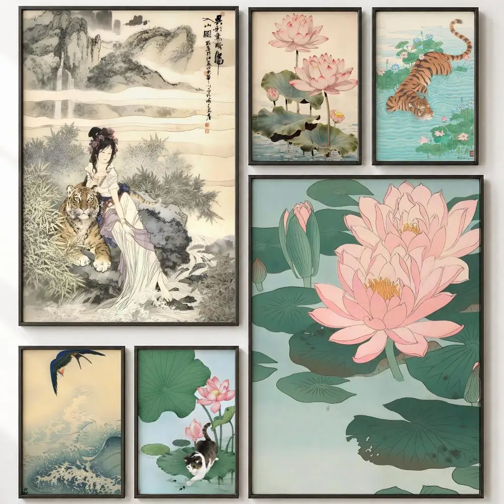 ART Ohara Koson Poster HD poster wall art self-stick no-residue for home cafe office great gift