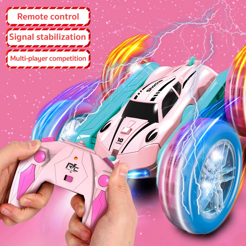 سيارة حيلة تعمل بالتحكم عن بعد، ضوء رباعي العجلات، ذراع متأرجح على الوجهين، لعبة أطفال لعيد الميلاد، سيارة تحكم عن بعد