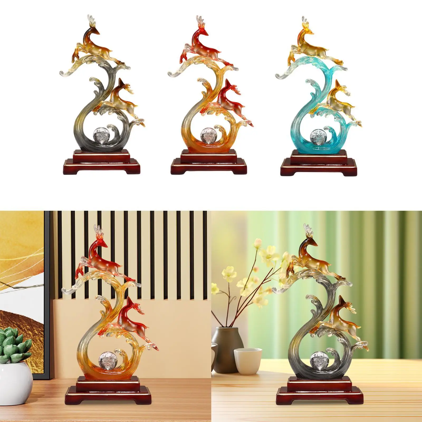 

Reindeer Statue Animal Statue Deer Figurines for Living Room Cabinet Desktop