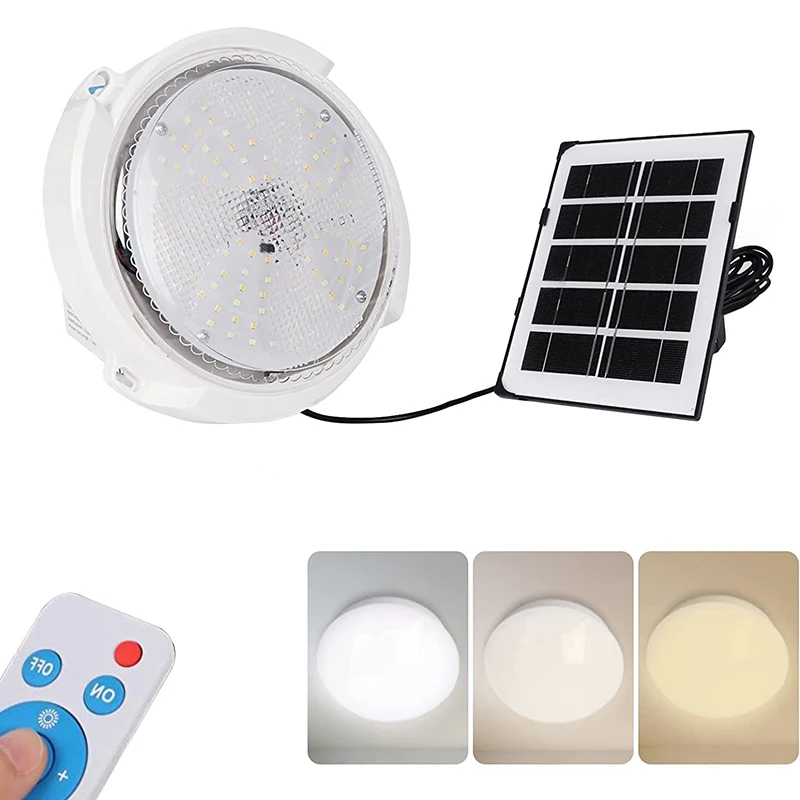 

Светодиодный солнечный потолочный светильник с дистанционным управлением — 3-цветный водонепроницаемый внутренний/наружный светильник для дома и сада