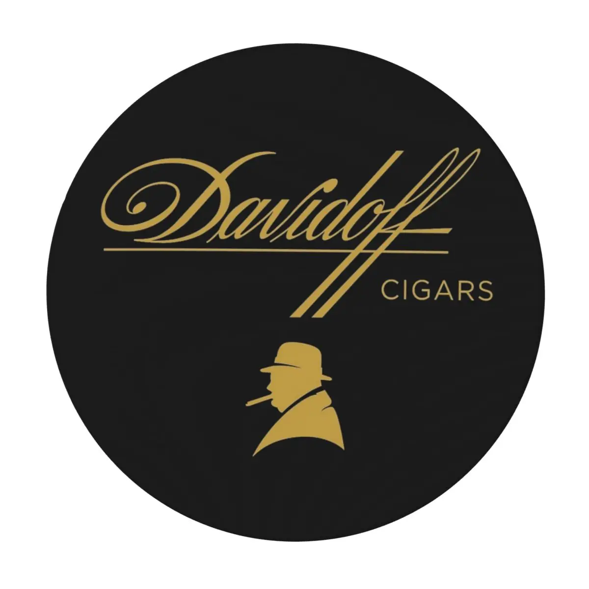Mantel Redondo Impermeable y Resistente al Aceite Davidoff Cigars Black para Cocina, Eventos y Cubierta de Mesa de Comedor