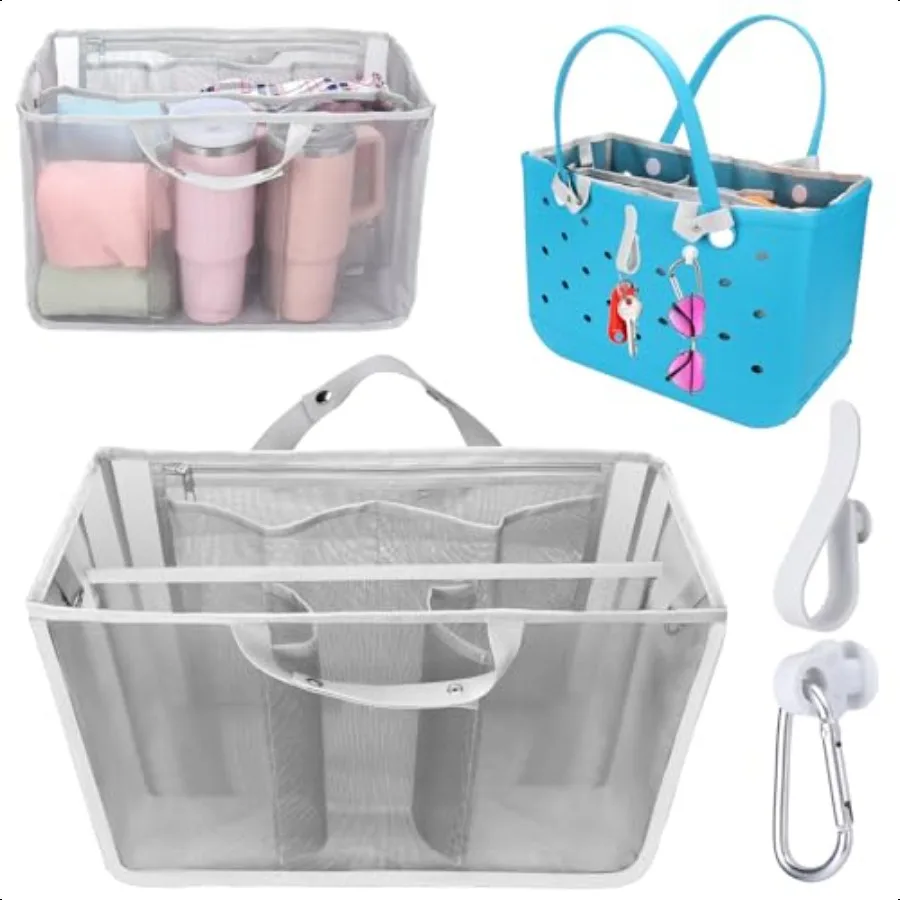 

Beach Bag Organizer Compatible with Original XL Bogg Bags Lightweight Mesh Accories Insert Divider with Multiple Pocket and Key