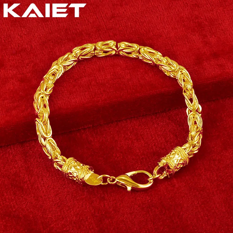 KAIET 24K Gold Color Men Bracelet Exquisite Charm Jewelry Wedding Party Fashion Accessories 20CM 8inches