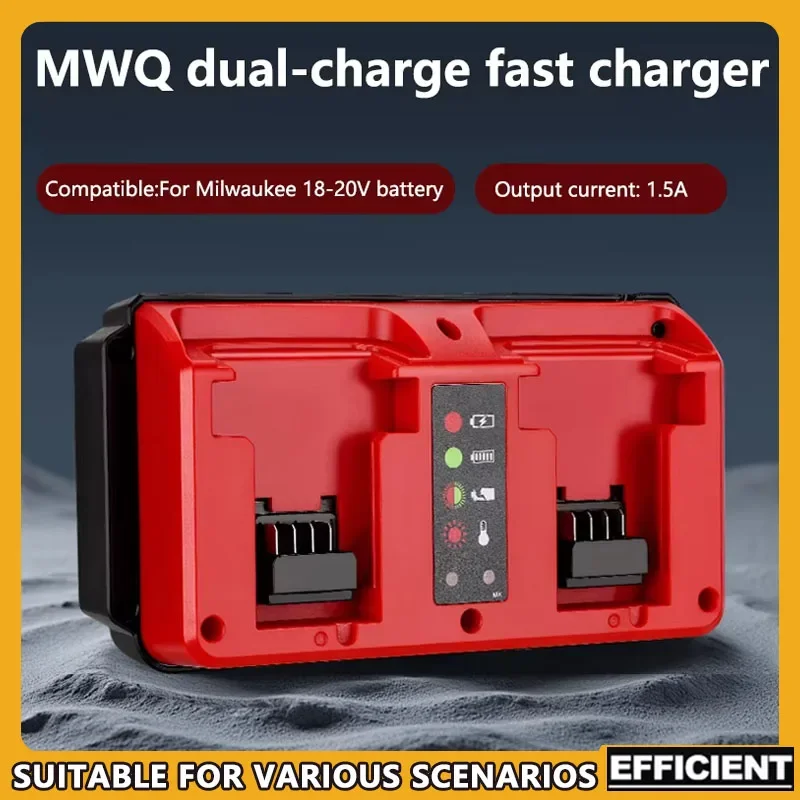 

Portable Dual Ports Charger For Milwaukee 18V-20V Lithium Battery Rechargeable 48-11-1815 48-11-1820 48-11-1830 Fast Charger
