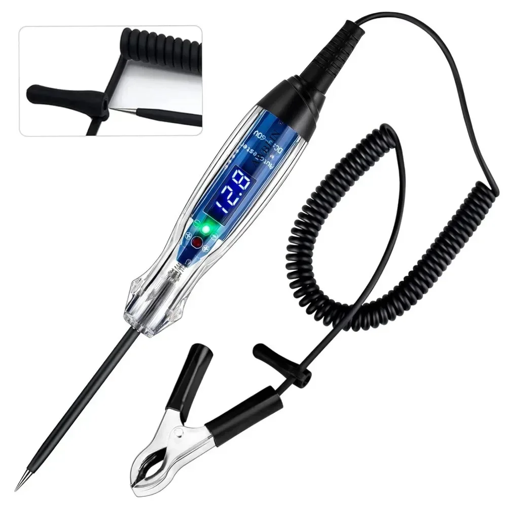 

DC 3-60V Car Test Light Digital LED Circuit Tester Heavy Duty Light Tester with Voltmeter Auto Bidirectional Voltage Tester