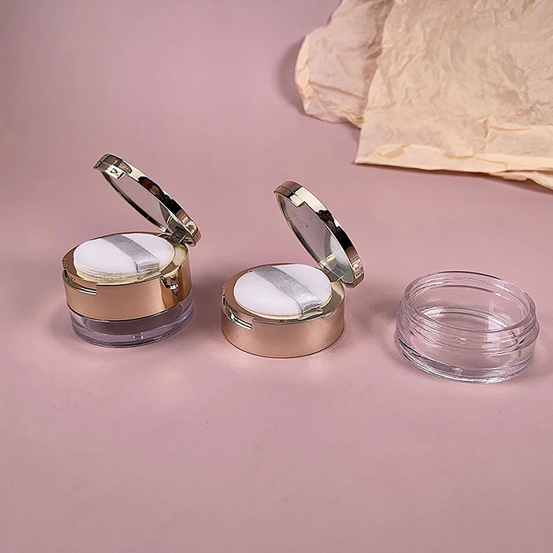 6g Portable Plastic Powder Box Empty Loose Powder Pot With Sieve  Puff Cosmetic Sifter Loose Jar Travel Makeup Container