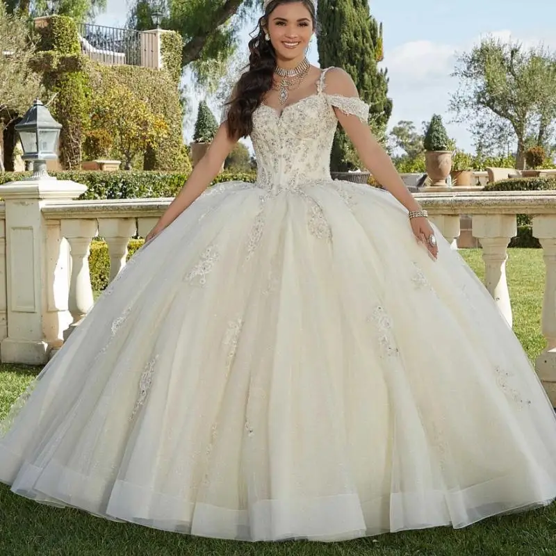 Vestido De quinceañera con apliques De encaje, traje azul con cuentas, escote Corazón, tirantes finos, para baile, 15 Años, 2024