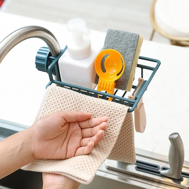 Adjustable tap clip hanging holder soap sponge dish rack towel rack sink storage rack dish rack shelf bathroom kitchen