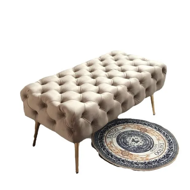 

stool, light luxury European long stool, Nordic fashion metal feet, shoe changing stool, cloakroom sofa stool