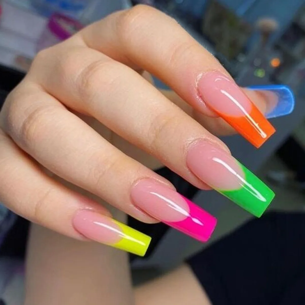 

Colorful French Nail Plate Ins Style Wearable Nail Patch Detachable Fake Nail