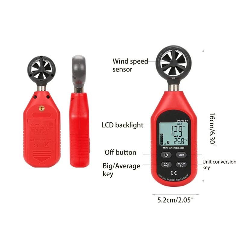 Imagem -06 - Ipiip Anemômetro Portátil Digital Medidor Velocidade do com Termômetro Temperatura Retroiluminado Aplicável Hvac Cfm