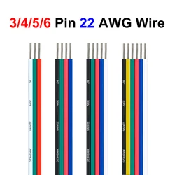 22AWG 3Pin Tinned Copper Stranded Wire 3/4/5/6 Pin Flat LED Cable For COB JST Connector RGB RGBW RGBWW WS2812B 5050 LED Strips