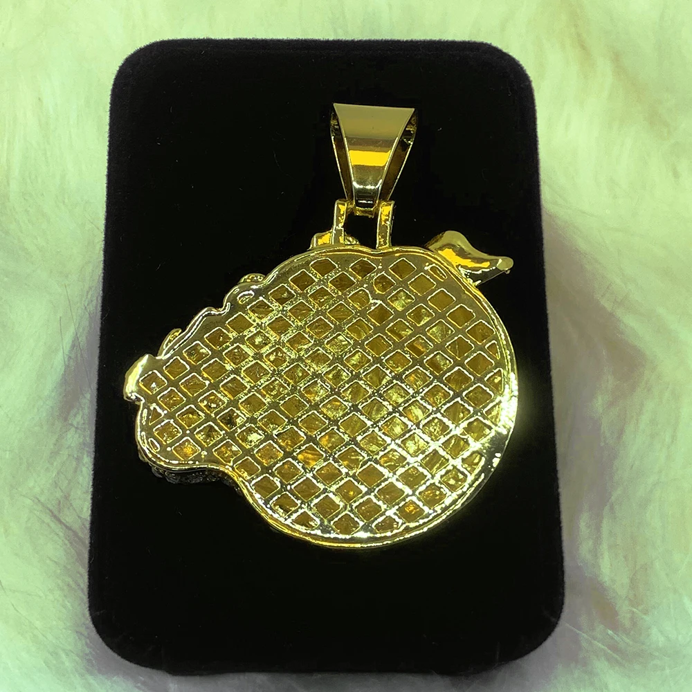 Exclusive custom trendy hip-hop Cuban necklace, diamond inlaid animal pendant, 18K gold plating, street culture decoration