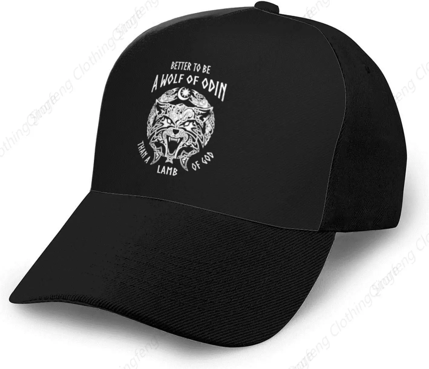 Odin Viking Norse Wolf Trucker Hat for Men Women - Classic Baseball Snapback Cap Black