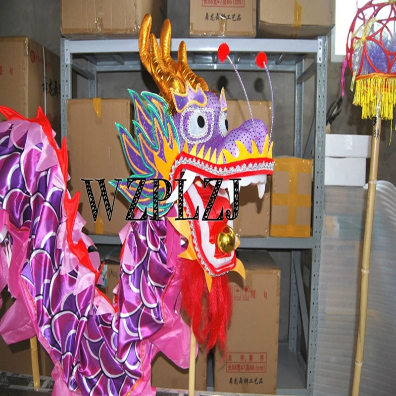 4m Silk Dragon Dance Costume 4 Players  8-15 Age size 5  Outdoor Children Students Event Park Stage Festival Chinese Traditional
