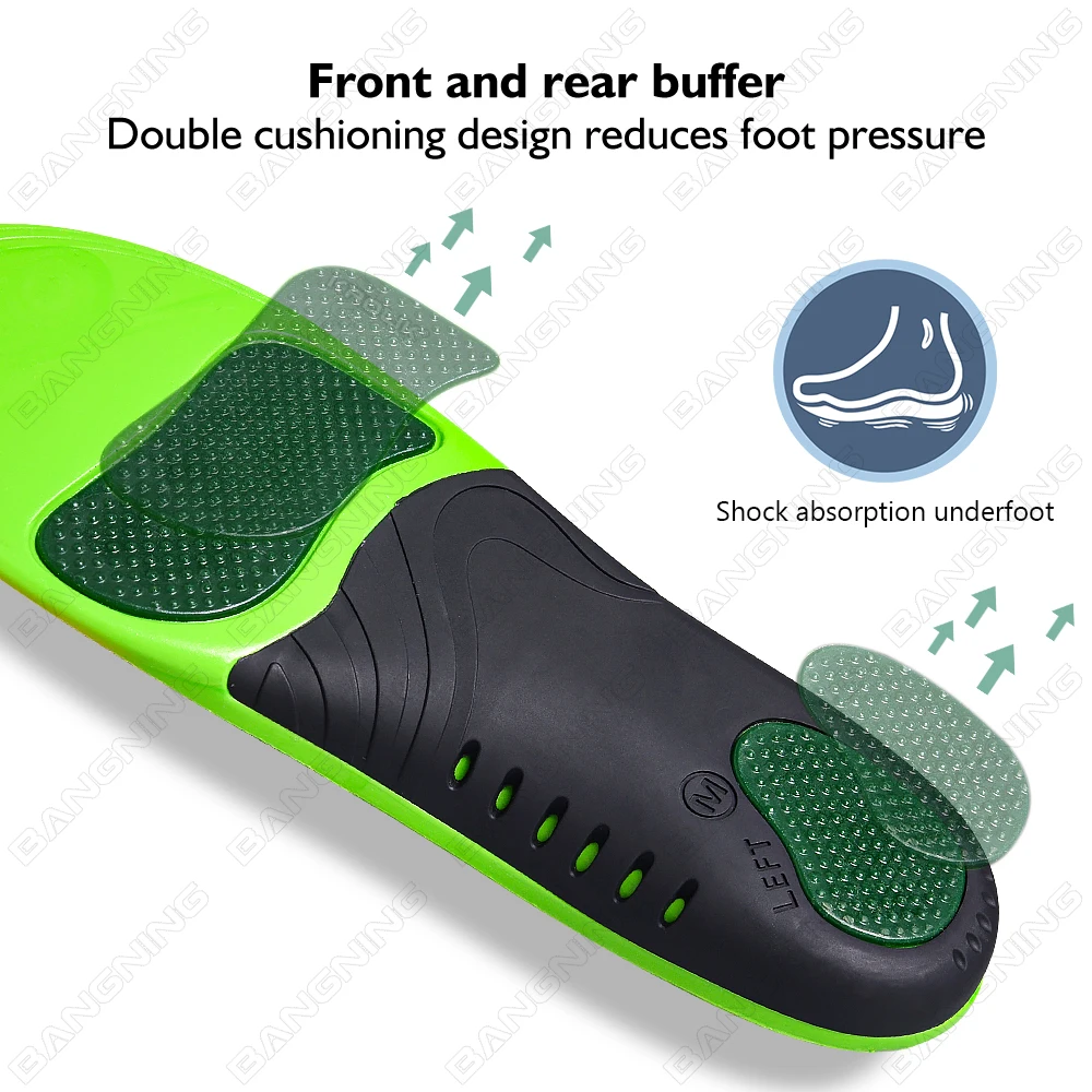 Plantillas deportivas ortopédicas de Gel PU, absorción de golpes y soporte para el arco, almohadillas de suela transpirables para aliviar el dolor de los pies y cuidado cómodo